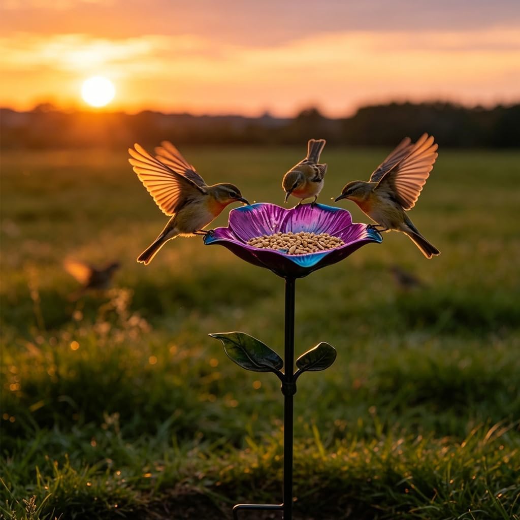 Flower Shape Watering Station Garden Bird Bath Bowls Patios Decoration