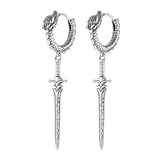 Sword Dangle Drop Earrings for Men Gothic Punk Stainless Steel Dragon Knight Earring Hinged Huggie Hoop Earring Jewelry Gift