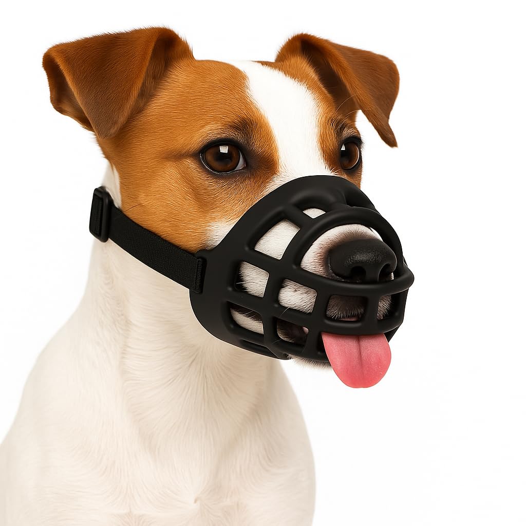 Dog Muzzle – Small – Soft Silicone Adjustable Muzzle for Comfort & Safety – Suitable for Training, Walking & Vet Visits – Flamingo Muzzle Benzo S