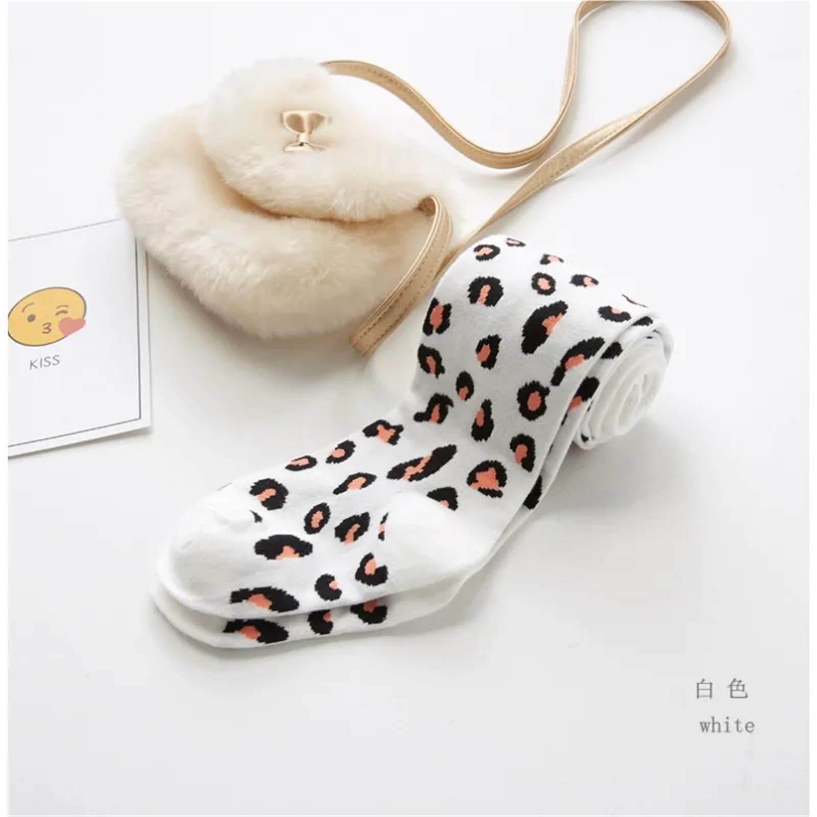 Spring and Autumn Children’s Pantyhose Cotton Fashion Leopard Print Kids Comfortable & Breathable Tights for Girls(GRAY,L)