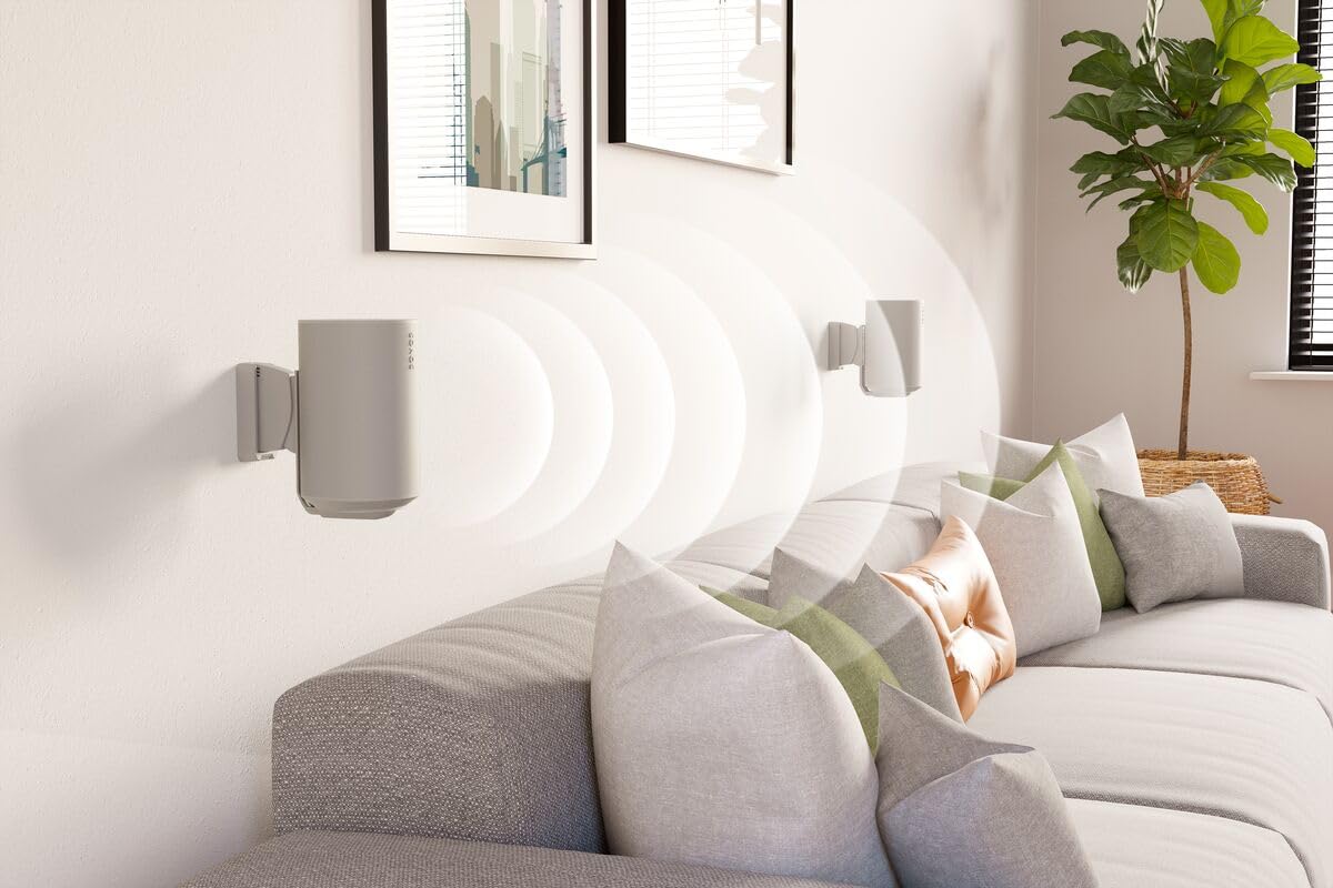 Vogel’s SWM 4021 Support Mural pour Enceinte Sonos Era 100 – Spécialement conçu et Adaptation Parfaite | Inclinaison -25°/+5° | Orientable Jusqu’à 70° | Blanc (1x)