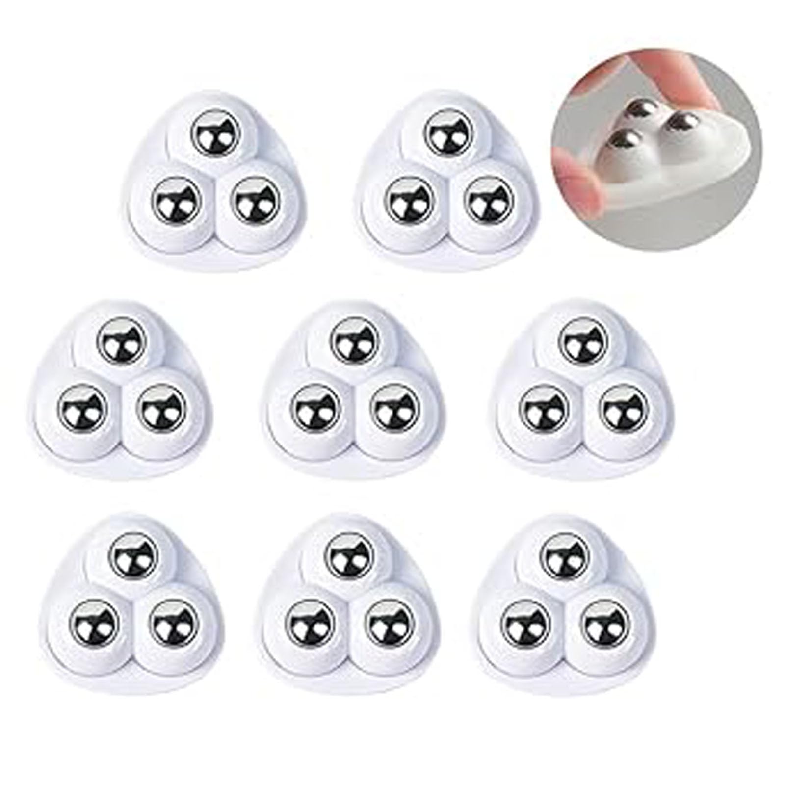 ALMEKAQUZ Self Adhesive Mini Caster Wheels,Universal Wheels 360° Rotation,Stainless Steel Beads Swivel Wheels,Appliance Rollers Sliders for Kitchen Appliances Storage Box Small Furniture(8Pcs)