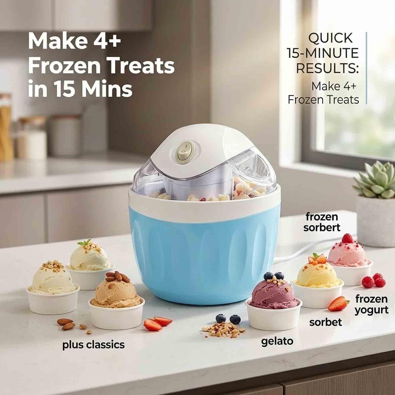 Heladeras Hacer Helado, Ice Cream Maker Maquina de Helados Maquina para Hacer Helados Ice Cream Maker Machine Blue