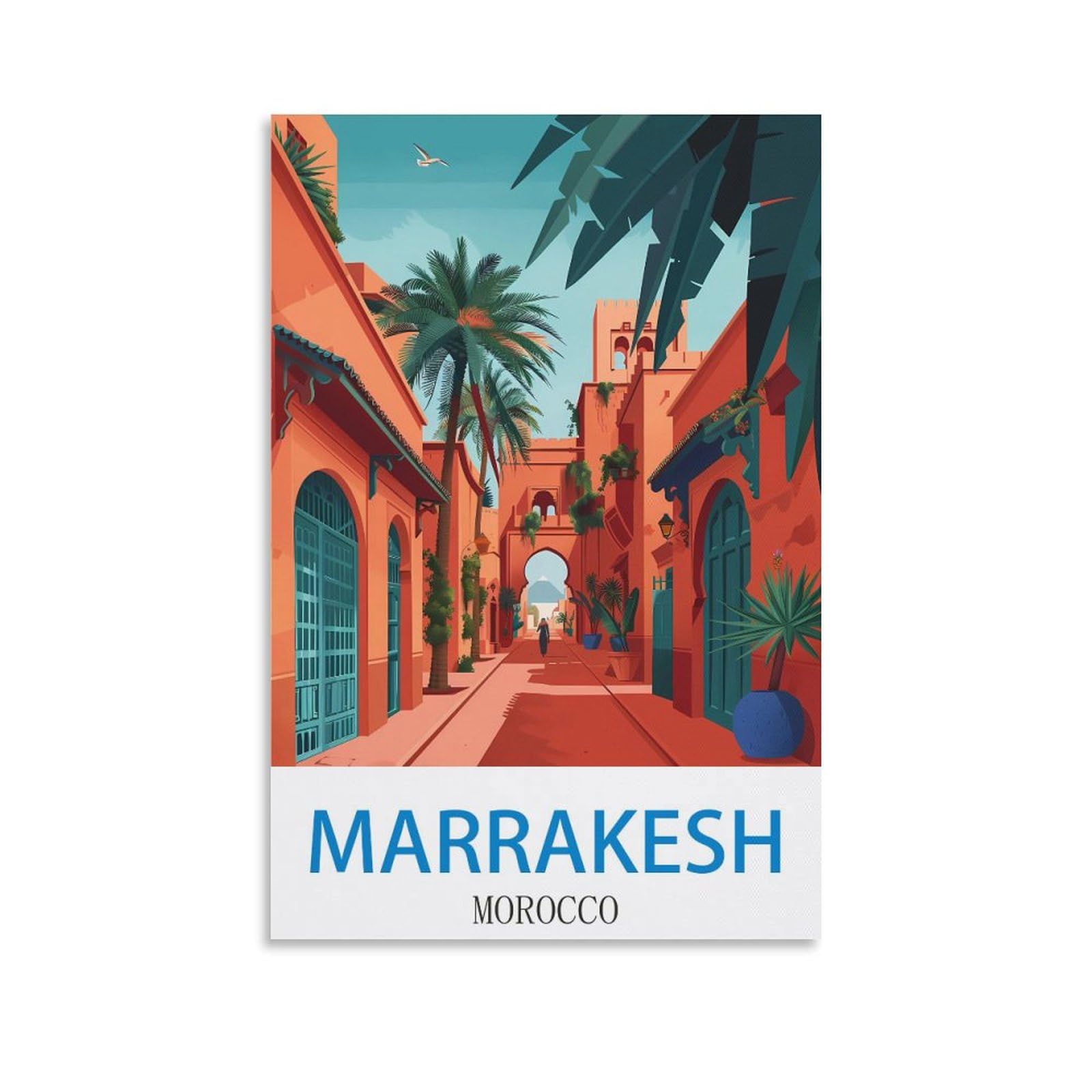FZYUEN Marrakesh Morocco Vintage Travel Poster 16x24inch(40x60cm) Canvas Wall Art Prints for Wall Decor Room Decor Bedroom Decor