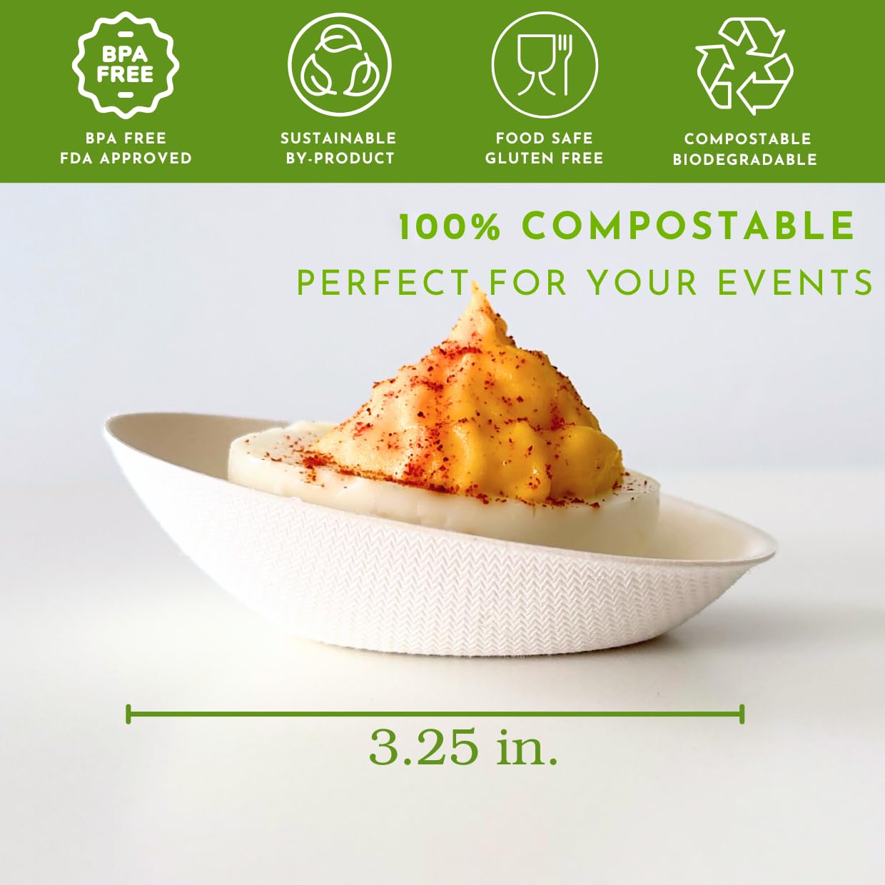 50 platos pequeños de huevo de caña de azúcar, platos pequeños para servir, mini plato de aperitivos, mini platos ecológicos, desechables, suministros de catering, bufé, fiestas, bodas, CMJJ