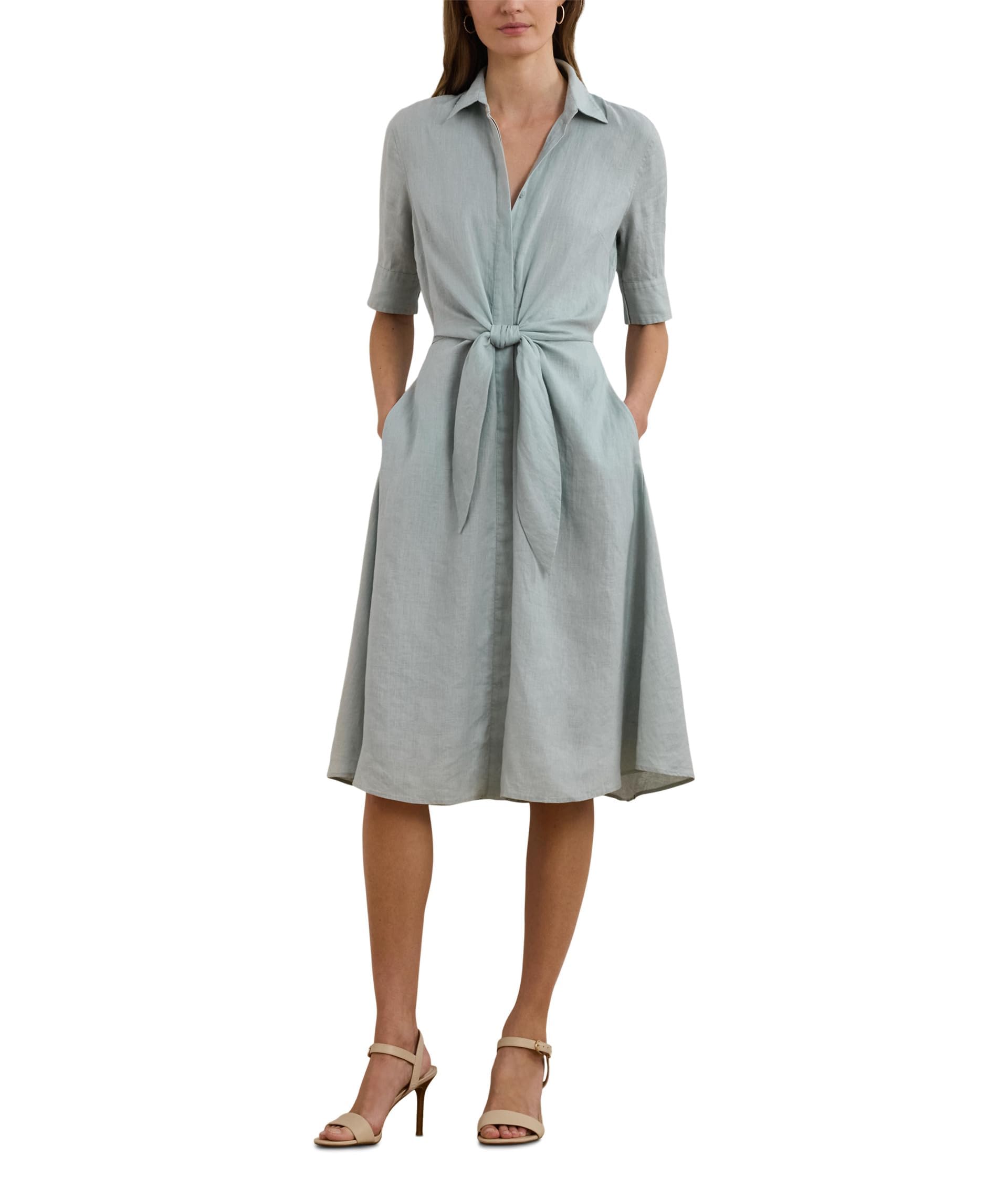 ralph lauren tie front shirt dress
