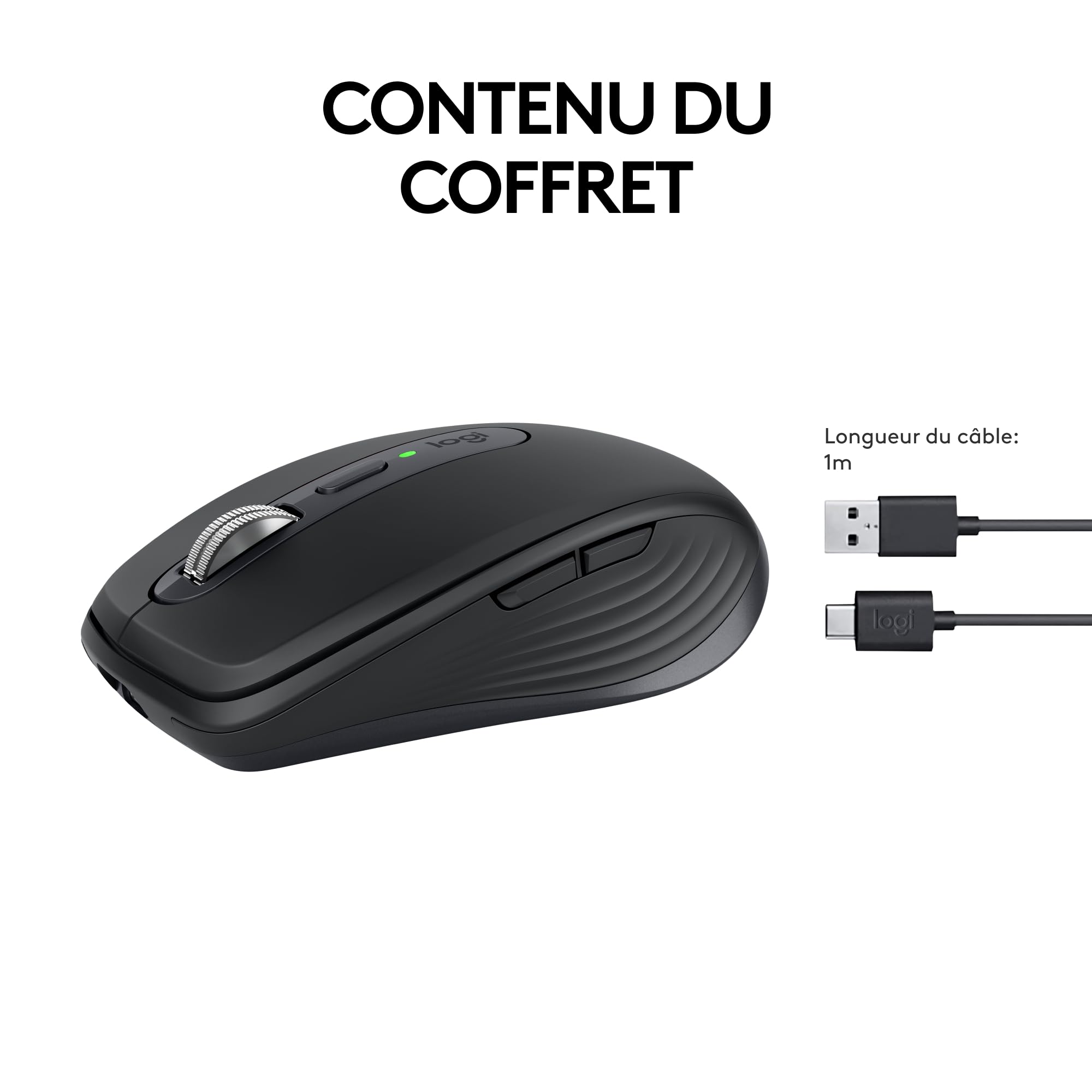Logitech MX Anywhere 3S Souris Sans Fil Silencieuse, 8K DPI, USB-C, Bluetooth, Graphite