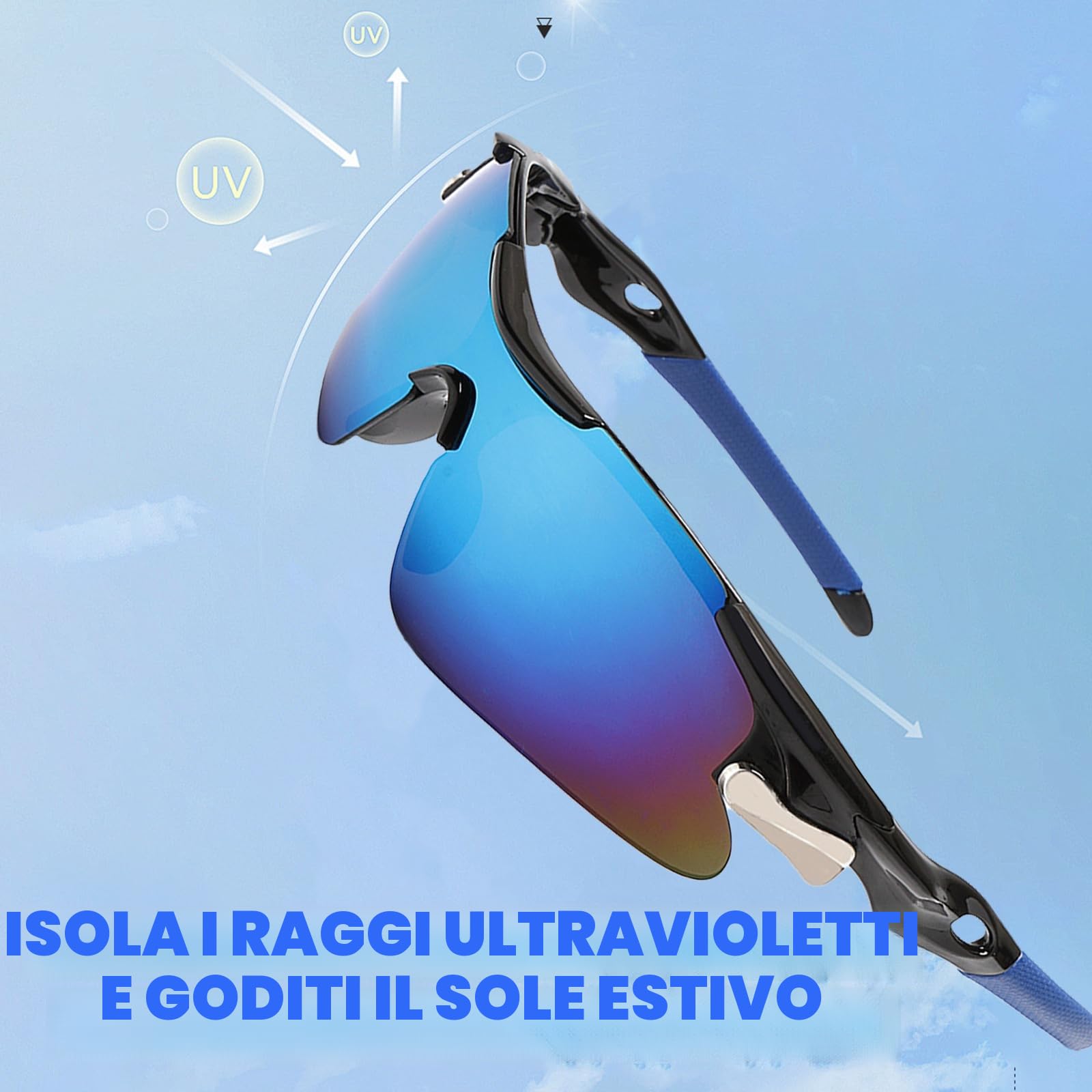 JSTHHTT 2 PCS Occhiali da Sole Sportivi da Ciclismo,Occhiali da bicicletta antivento,occhiali da ciclismo per uomini donne,protezione UV400, per ciclismo,motociclismo,corsa,sci,alpinismo,pesca ecc