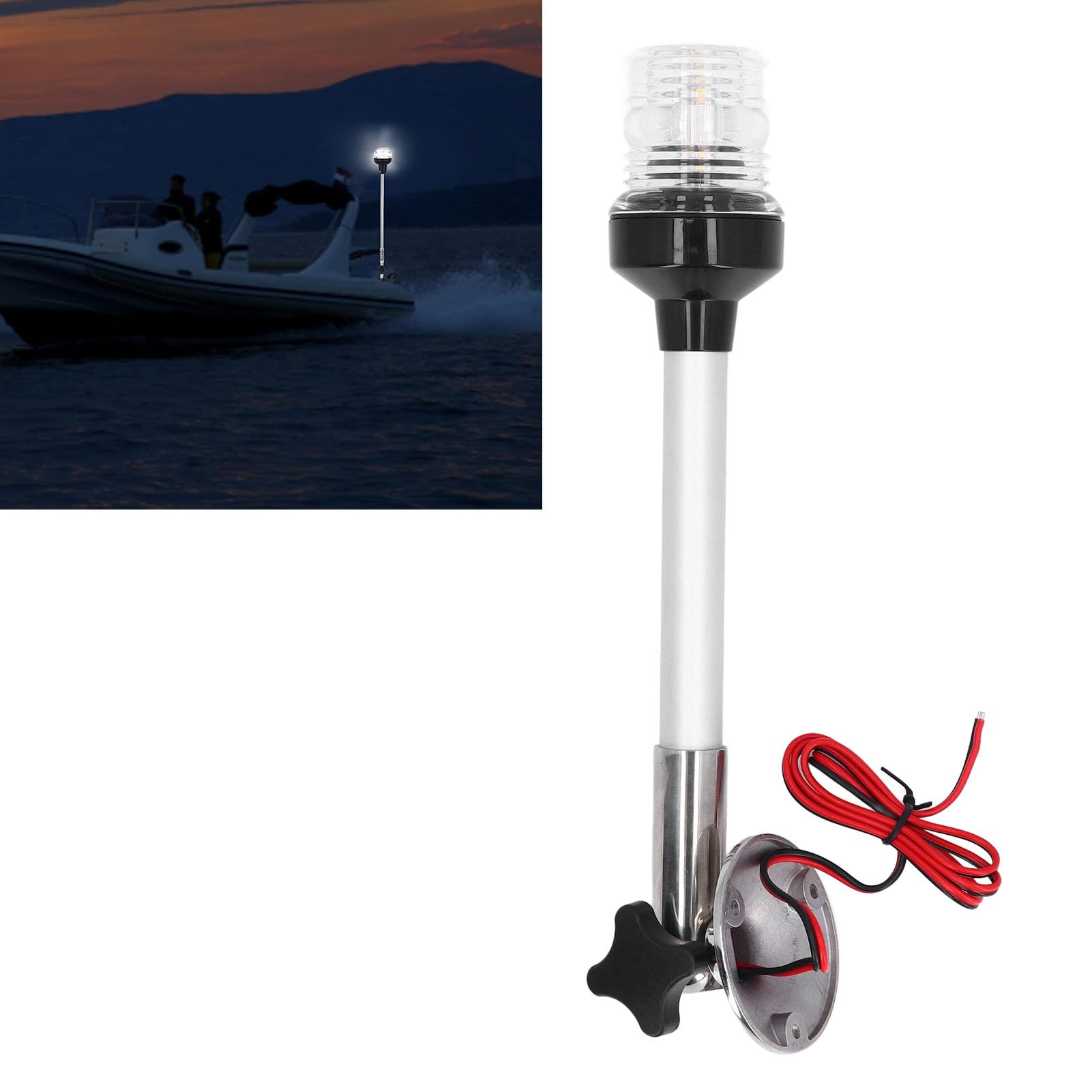 Luce di poppa per barca pieghevole a LED di grado marino Visibilità 2NM Luce di ancoraggio per navigazione in acqua per barca da pesca pontone