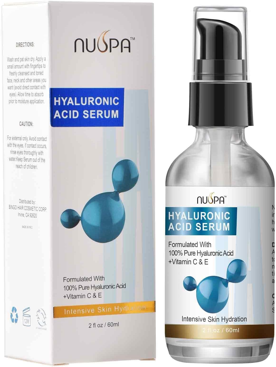 Hyaluronic Acid Serum for Face Neck Body Hyaluronic Acid Moisturizer with Vitamin C Vitamin E for Wrinkle, Dry Skin,Fine Lines Skincare