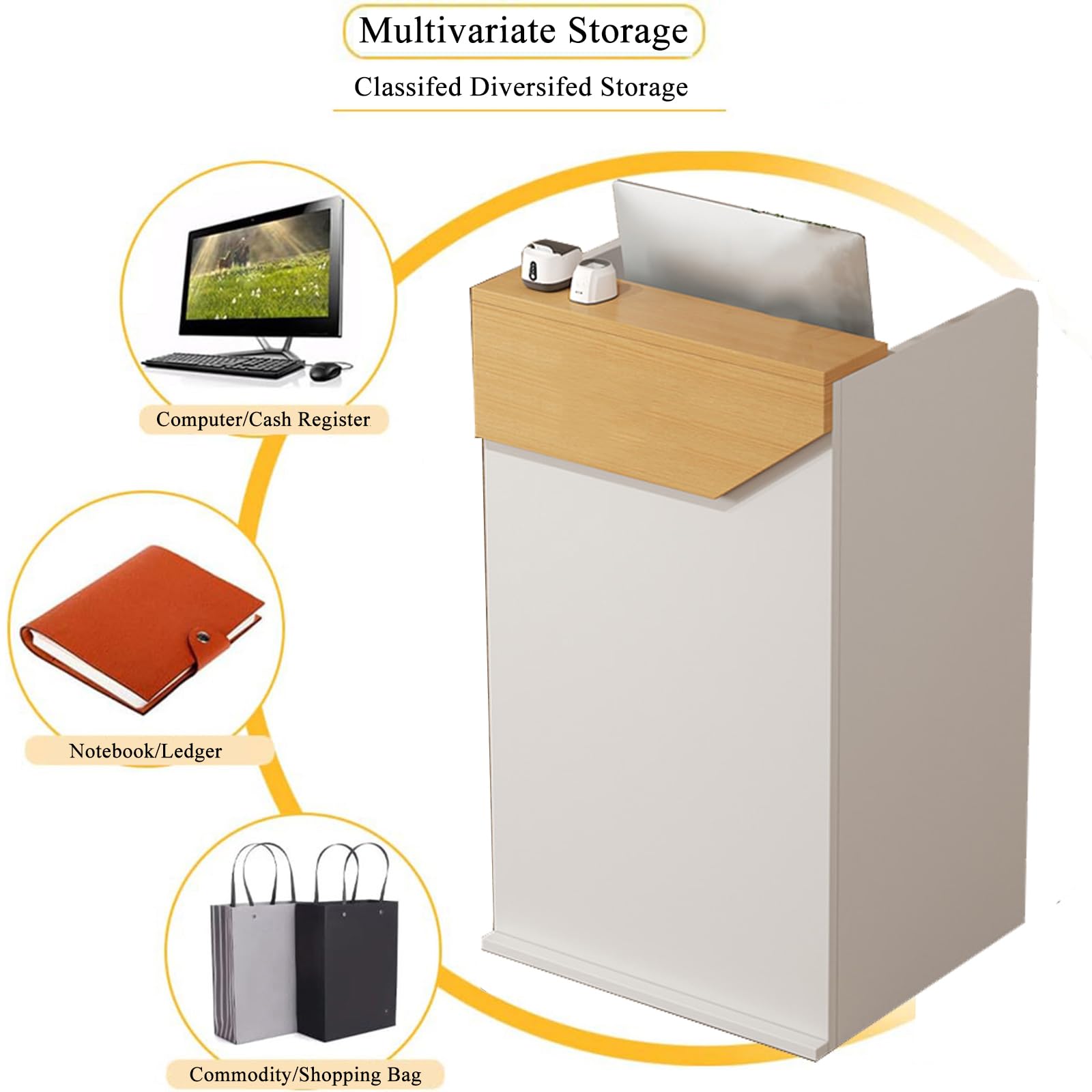 Moderno banco reception con cassetto chiudibile a chiave, postazione di lavoro per salone di abbigliamento e ristorante, 60 x 42 x 95 cm, mobili per vendita al dettaglio elegante e funzionale