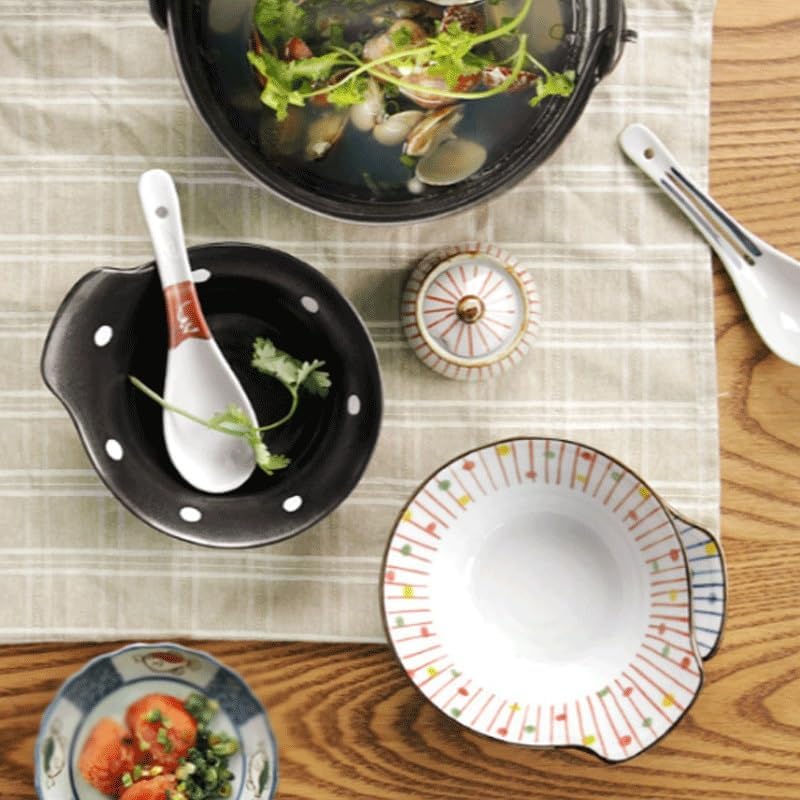 Handle Bowl Household Seasoning Soup Thick Glaze Underglaze Painted Ramen Dessert