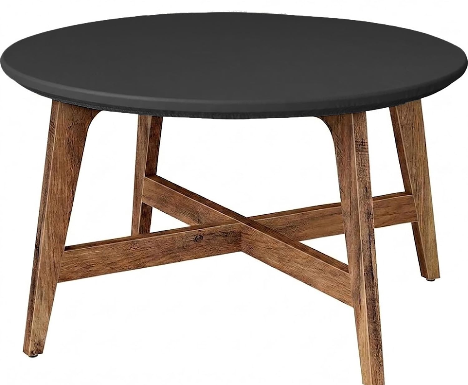 Round Fitted Tablecloth PU Leather Elasticated Edge Waterproof Cover