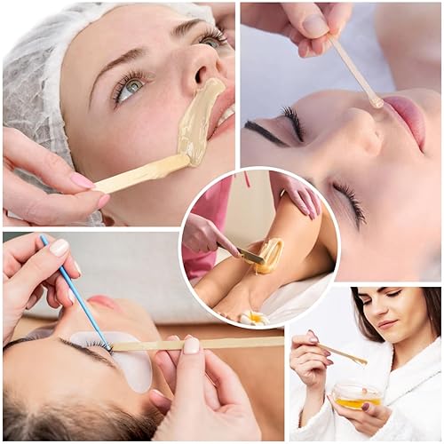 Miniatura 5 de 500Pcs Wax Strips and Wax Applicator Sticks Kit, Includes 400Pcs Wooden Wax Sticks 100Pcs Non Woven Waxing Strips, Eyebrow Waxing Strips, Body Wax