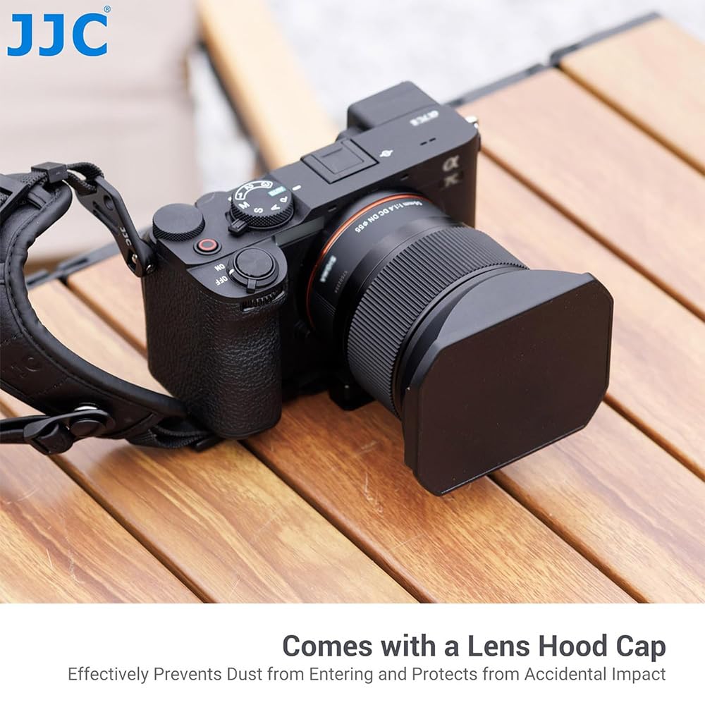 JJC Metalowa kwadratowa osłona obiektywu do obiektywu Sigma 56 mm F1.4 DC DN z przesuwną osłoną maski – alternatywny wybór dla plastikowej osłony obiektywu Sigma LH-582-01