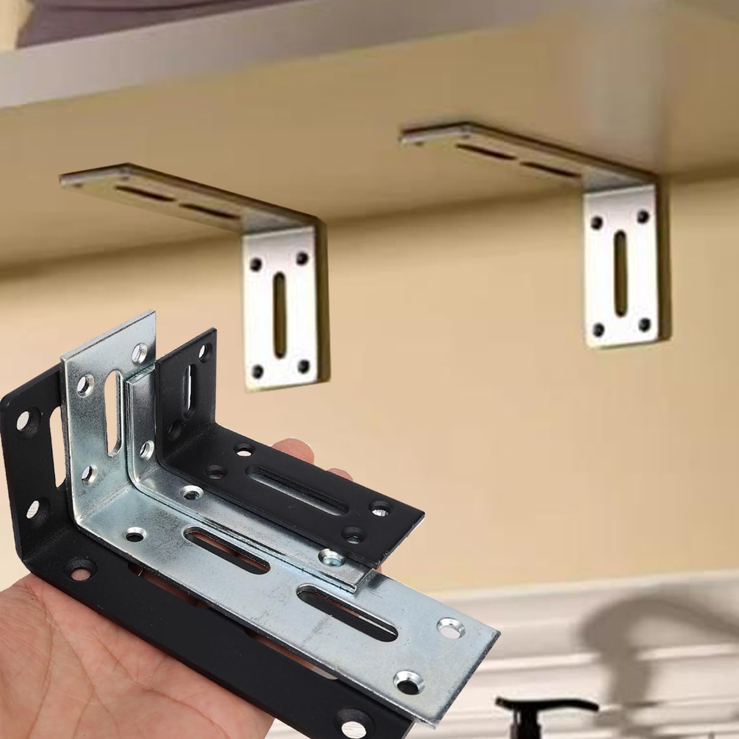 1pcs Stainless Steel 90 Degree Angle Bracket Corner Brackets Fastener Furniture Door Cabinet Joint Bracket with Screw,8*4*3cm (Sliver)