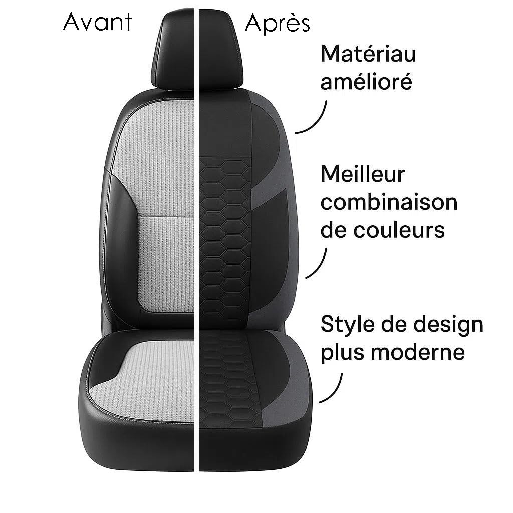 Lot de 5 Housses de siège de Voiture pour Ford Edge Fiesta Focus Ka+ Plus Kuga Mondeo Puma Compatible airbag, Respirant, Facile à Installer et à Nettoyer. (Gris)