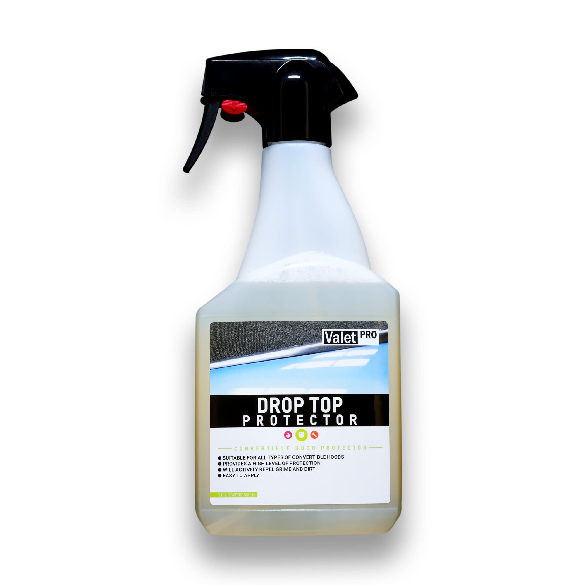 detailmate Cabriodach Reiniger und Imprägnierung Bundle mit Bürste und 2x Mikrofasertuch: Valet PRO Drop Top Cleaner 500ml + Drop Top Protector 500ml Verdeck Pflege + Zubehör