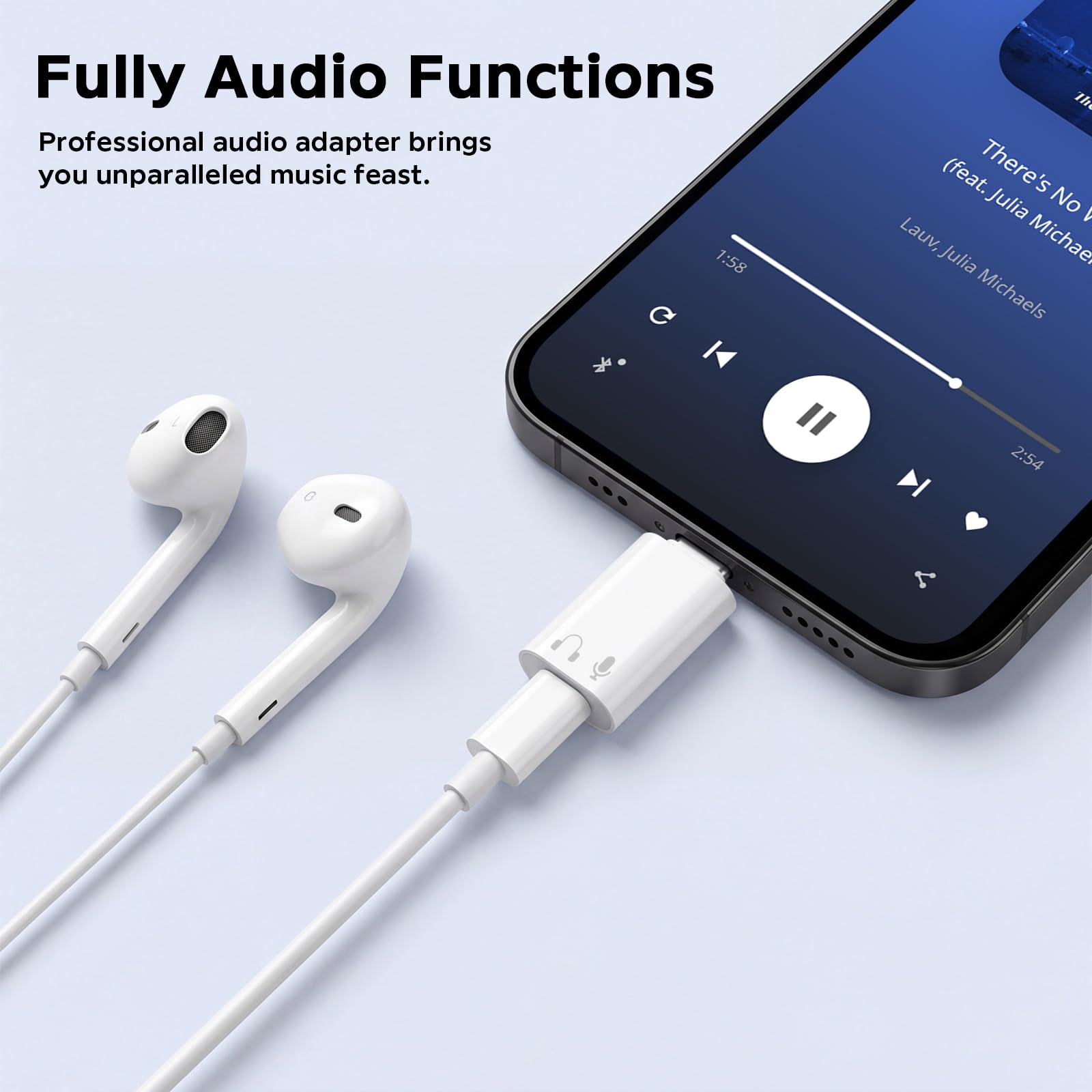 Adapter Lighting na USB C, obsługa audio, sterowanie linią dla iPhone'a 17/16/15, iPada Air/Pro/Mini, nie do ładowania/transferu danych | Sterowanie liniowe do iPhone'a 17/16/15, iPad Air/Pro/Mini, nie nadaje się do ładowania/przesyłania danych