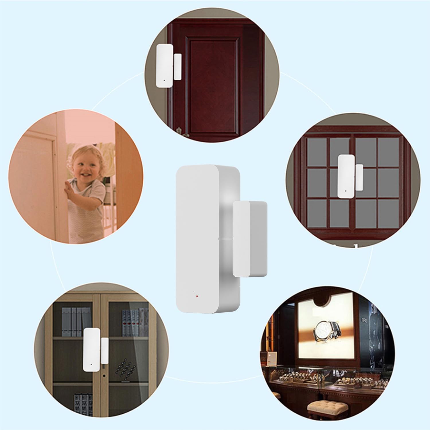 Sensore WiFi per porte e finestre: sensore di contatto intelligente compatibile con Alexa e Google Assistant