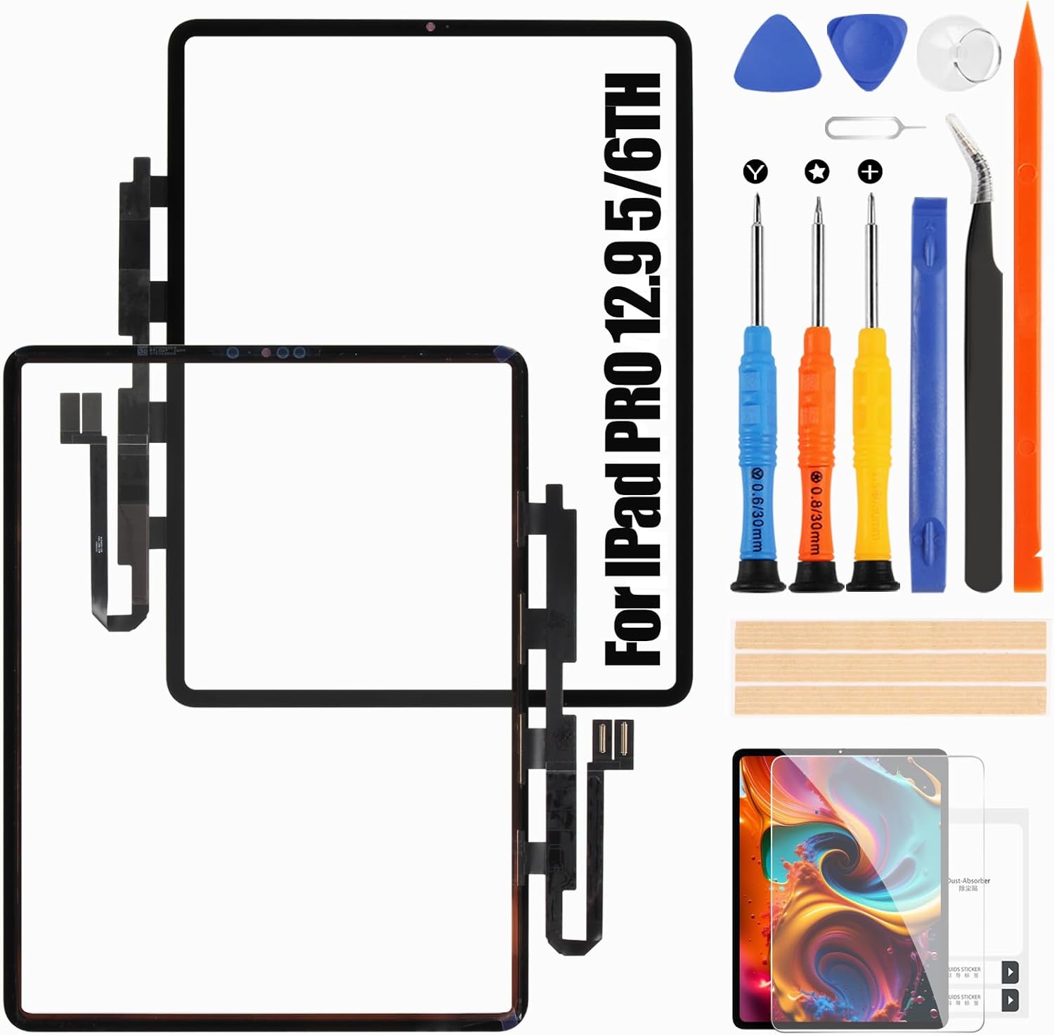 for iPad Pro 12.9 5th Generation Screen Replacement for iPad PRO 12.9 5th 2021 /6th 2022 Touchscreen Digitizer for iPad A2461 A2378 A2379 12.9" Screen Sensor Glass (Black,Not LCD Display)