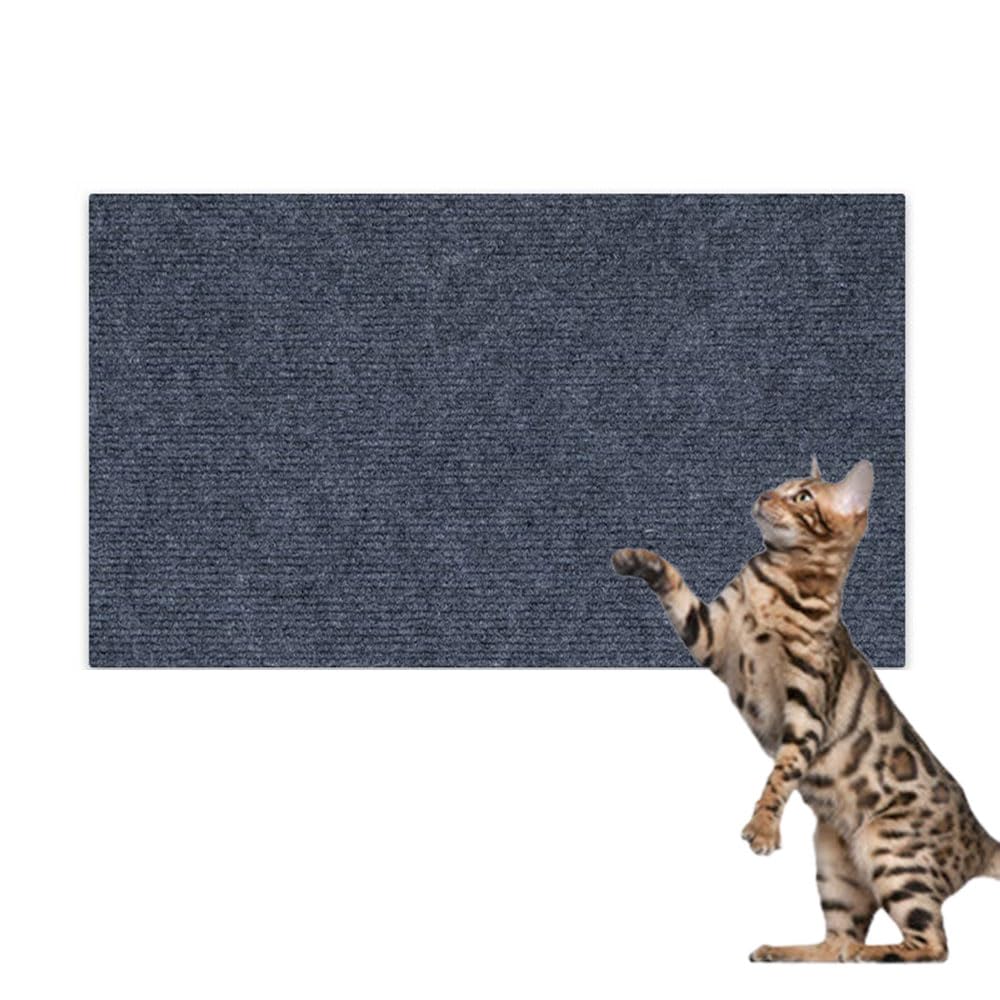 Hearda Cat Scratch Mat, Self Adhesive Cat Scratching Mats, Abrasion Resistant Polyester Scratcher, Protects Furniture & Sofa, Couch Carpets Rug (Dark Grey,60x100cm)