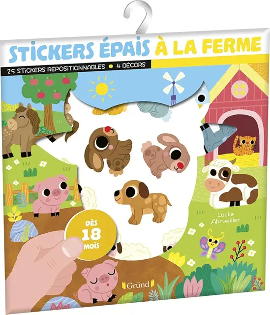 Stickers repositionnables épais À la ferme - Pochette de 25 autocollants avec 4 décors - Dès 18 mois