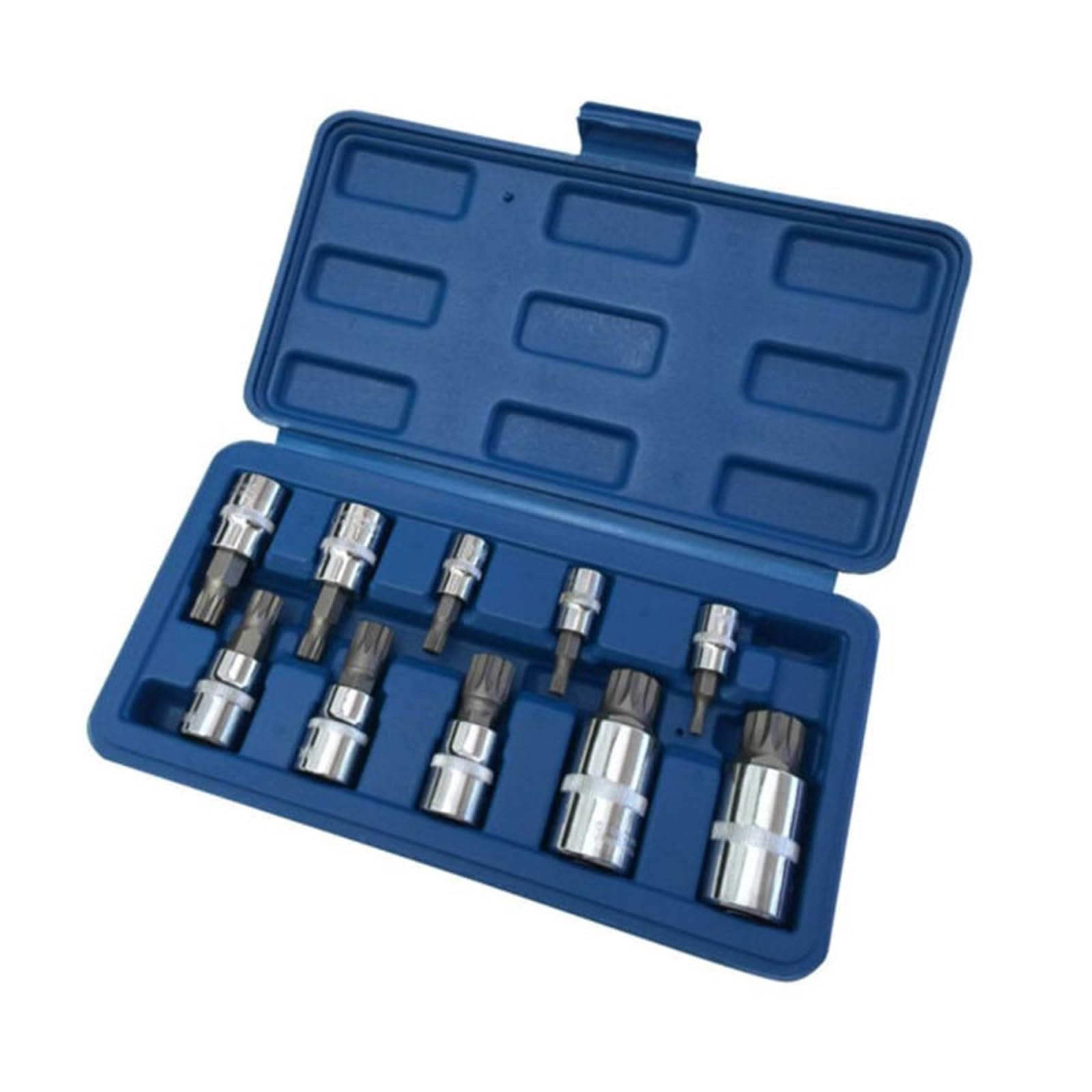 10 Pcs 12 Point Triple Square Spline Bit Socket Set Tamper Proof with Case Automotive Tool Kit Socket Sockets