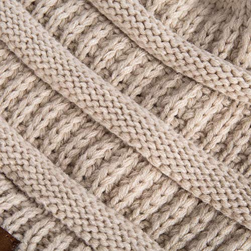 Fedciory Slouchy Beanie Hat for Women, Winter Warm Knit Oversized Chunky Thick Soft Ski Cap (Black+Oatmeal) - Thumbnail 5
