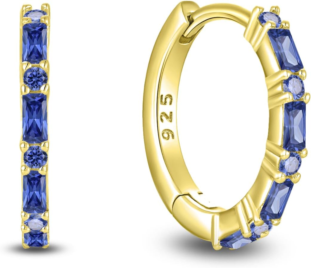 Starchenie Gemstone Huggie Hoop Earrings 925 Sterling Silver Birthstones Jewelry Gift for Women