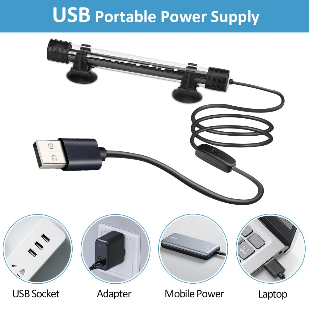 DaToo LED Aquarium Licht 3W Unterwasser USB Fisch Tank Licht Blau Tauchbar Aquarium Licht 17.8cm