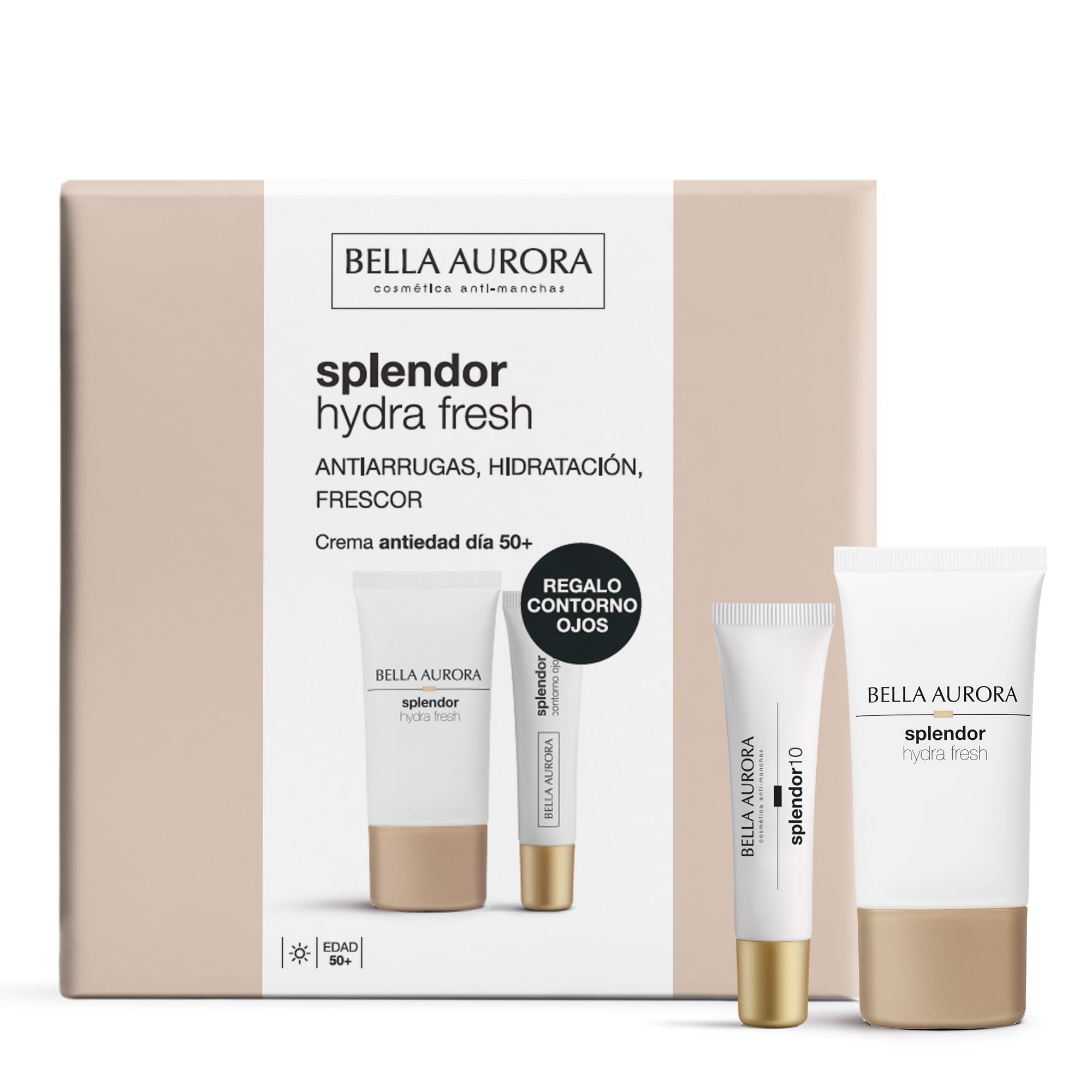 BELLA AURORA - Pack Splendor, Hydra Fresh Crema Facial Antiedad 50 ml + Contorno de Ojos 15 ml, Tratamiento Antiarrugas, Protección SPF20, Hidrata, Tensa y Restaura la Piel, a Partir de 50 Años