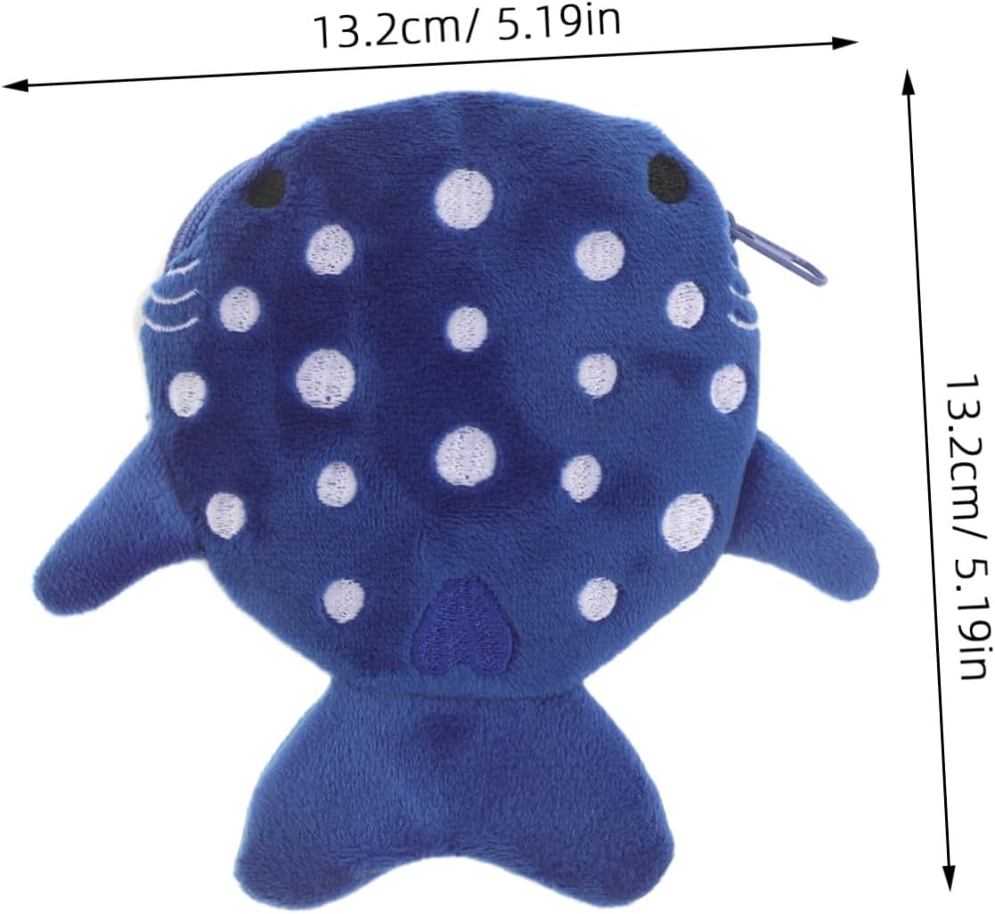 SHOWERORO 2pcs Cute Plush Shark Coin Purse Set Small Cartoon Zipper Wallet for Lipstick and Cards Soft Mini Animal Pouch for Handbags and Travel