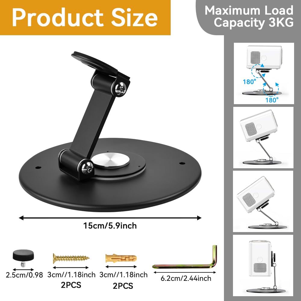 Support De Table Projecteur De Projecteur Bureau Pivotant À 360° avec Filetage 1/4" Support Projecteur Epson Benq, Yaber Mini Lit Ou Canapé