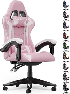 bigzzia Gaming Stuhl Ergonomisch, Gaming Sessel, Pc Stuhl, Gaming Chair, Gamer Stuhl, Atmungsaktiver Bürostuhl Mit Kopfkissen Und Armlehnen für Jugendliche und Erwachsene Rosa