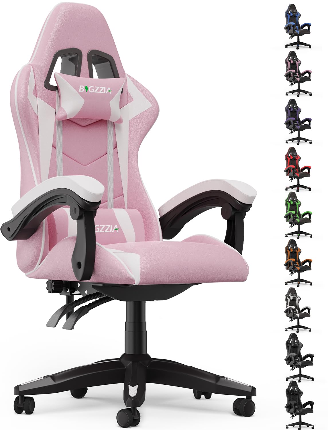 bigzzia Gaming Chair, Ergonomic Gaming Chair, Gamer Chair with Lumbar Cushion and Headrest, Adjustable Height Gaming Seat — image 1