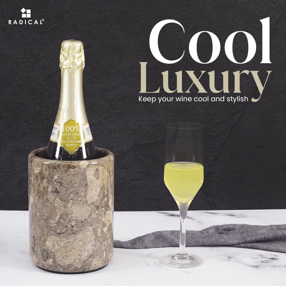 Radicaln Marble Wine Cooler Verona 6.5", Handmade Insulated Chiller for Champagne Wine & Beverages - Image 2