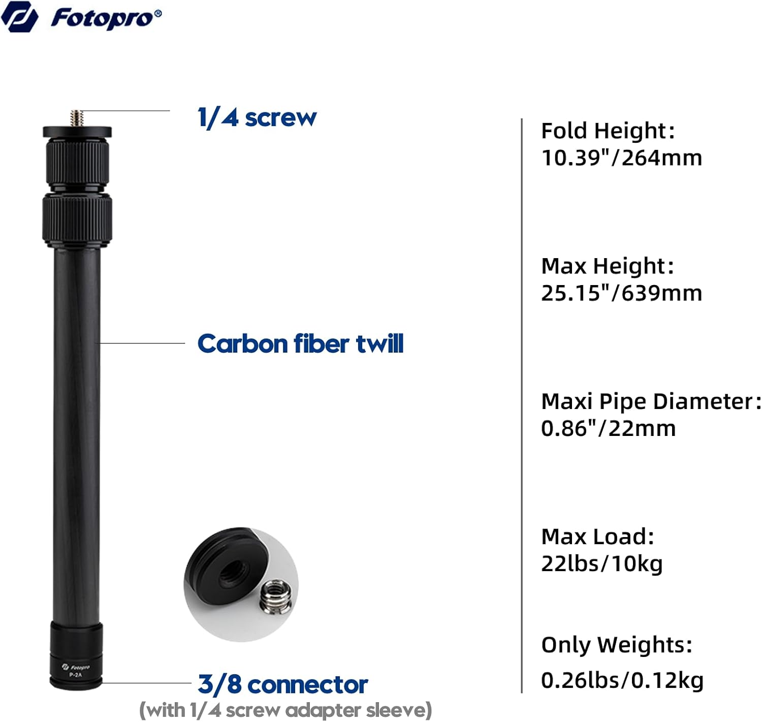 Fotopro Mini Carbon Fiber Tripod Bundle with Extension