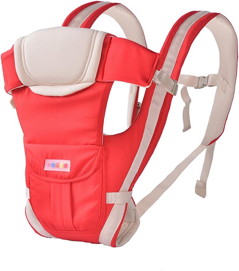 Angelparty Soft Cotton Ergonomic Baby Carrier | Adjustable 4 Positions Front and Back Carrier | Pouch Bag Wrap Soft Structured Ergonomic Infant Sling | Red