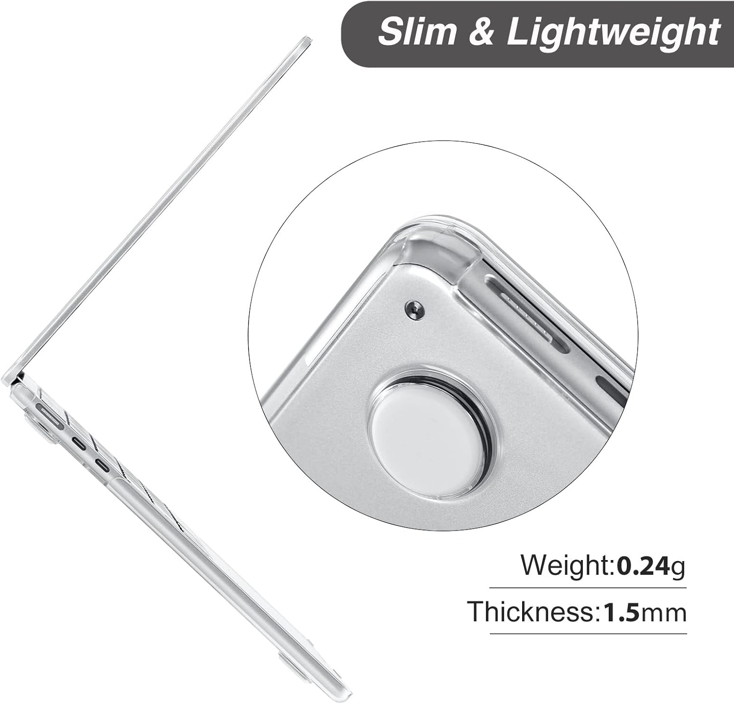 BlueSwan Compatible with 2024-2022 M3 M2 MacBook Air 13.6 inch Case Model A3113 A2681, Protective Hard Shell Case&Keyboard Cover&Adjustable Stand&Polishing Cleaning Cloth, Clear