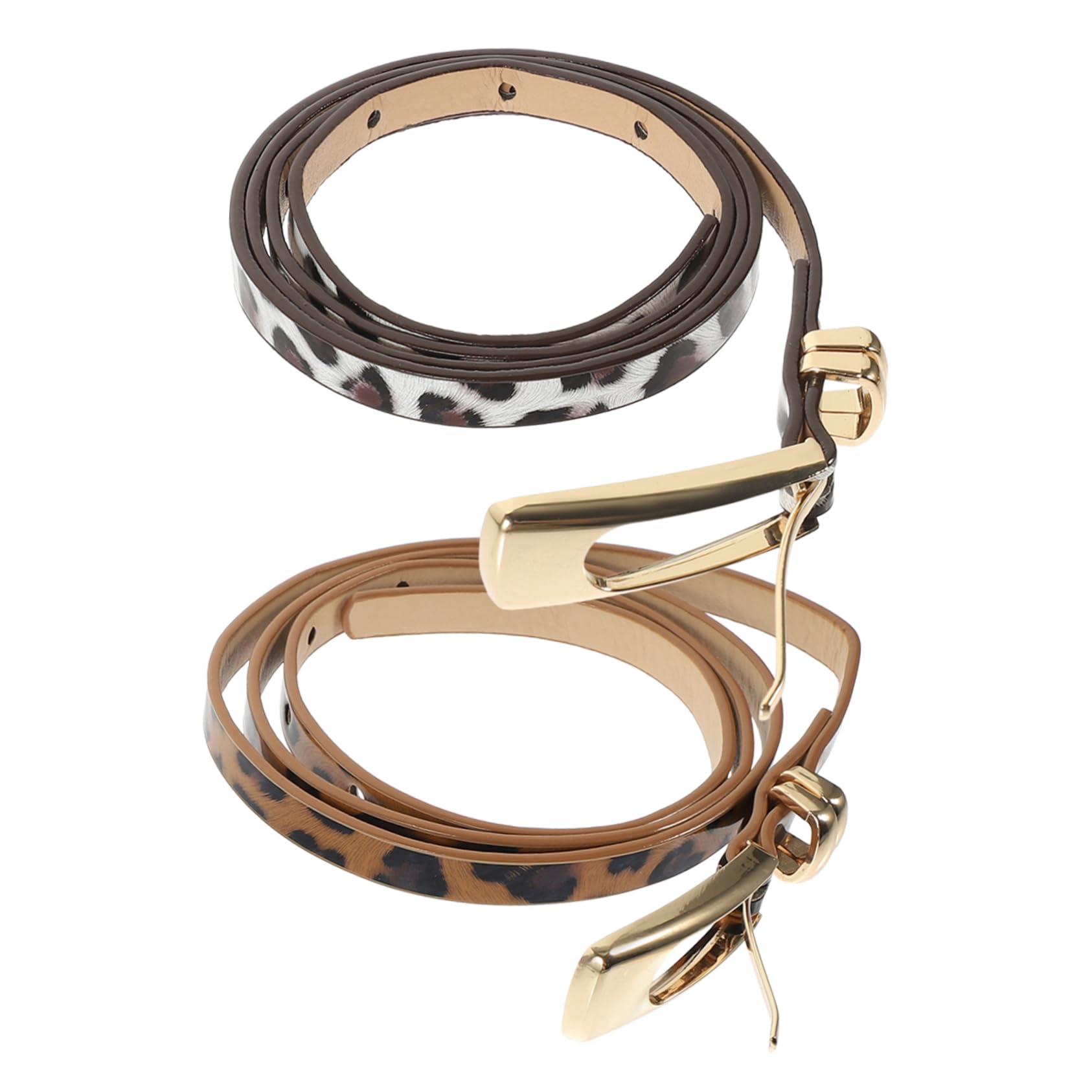 10piezas Cinturón De Mujer Ajustable De Imitación De Cuero Hebilla De Accesorio Chic Para Pantalones y Vestidos Diseño Práctico y Elegante Estampado De Leopardo