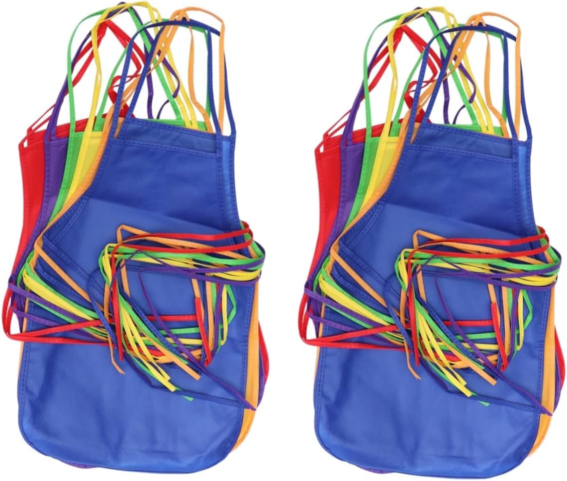 SHOWERORO 24pcs Boy Artist Aprons Non-woven Fabric Painting Smocks for Boys and Activities Easy to Clean Disposable Colors Each
