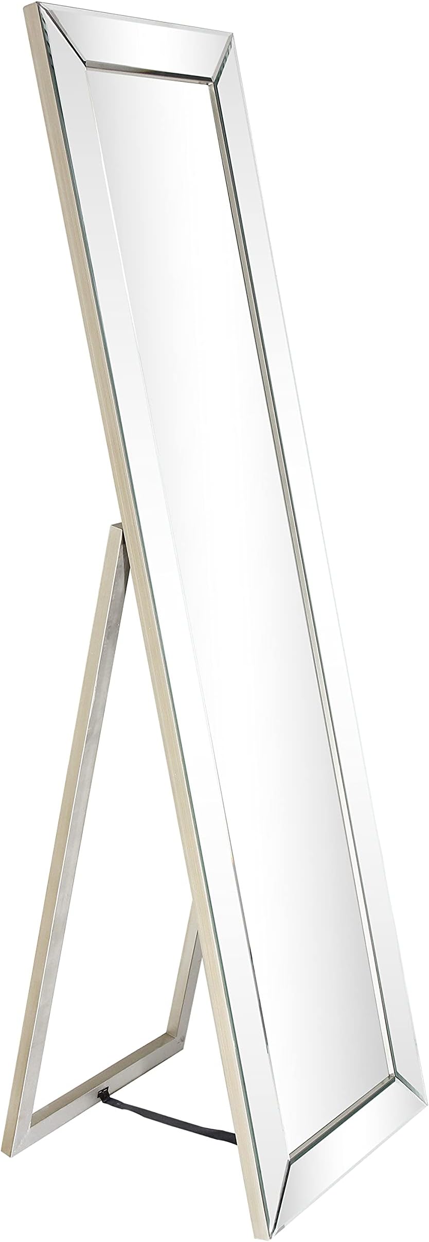 Empire Art Direct Moderno Cheval, Solid Wood Frame with 1"-Beveled Center Full Length Modern Mirror for Bathroom,Bedroom,Living Room,Ready to Stand on The Floor, 18" x 64", Clear