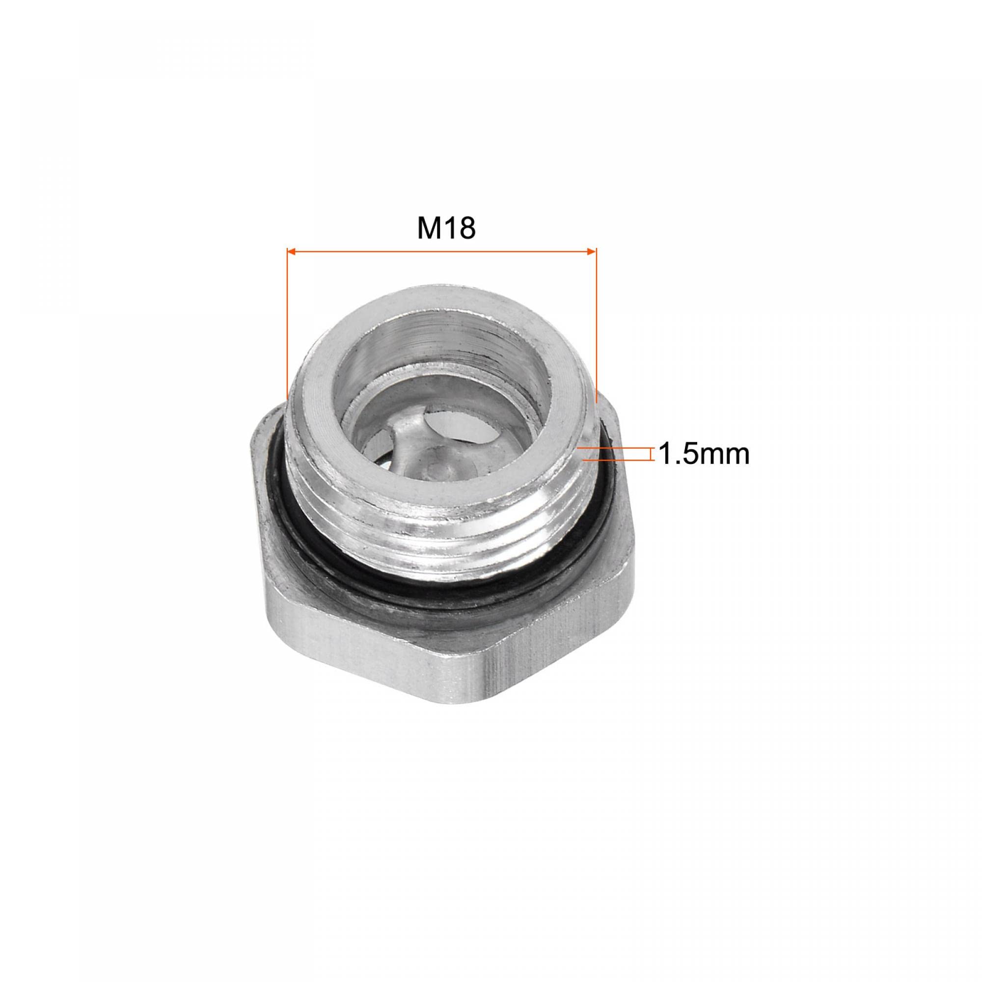 Sourcing Map Aire Compresor Aceite Nivel Indicador Mirilla Vidrio M20x1.5mm Macho Roscado Aluminio Líquido Indicador Vista Ventana