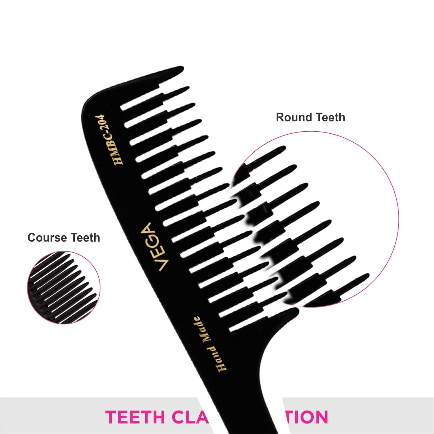 Vega Handmade Black Comb - Step Grooming HMBC-204 1 Pcs by Vega Product