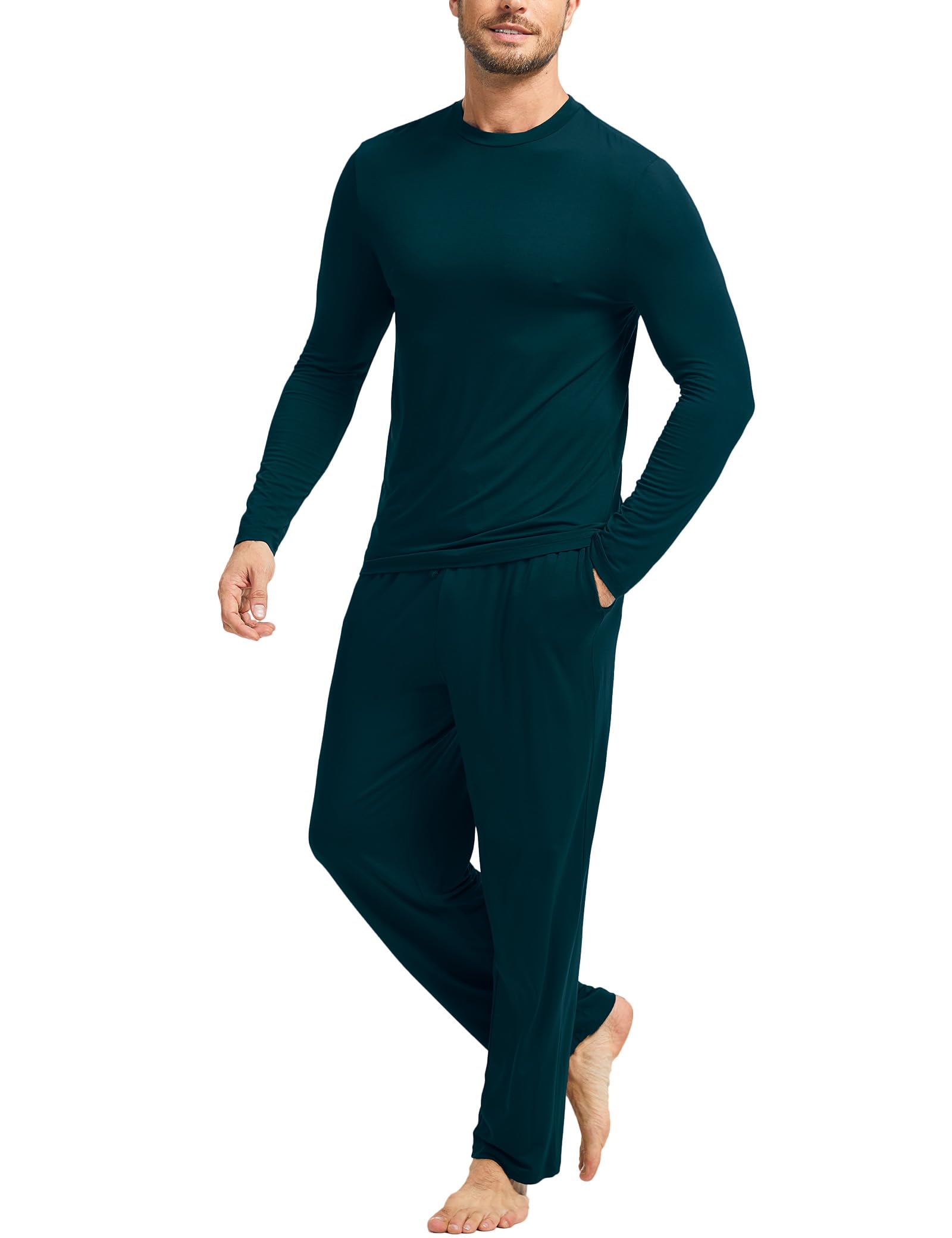 GYS Bamboo Viscose Men's Pajama Sets, Comfy Long Sleeve Sleepwear