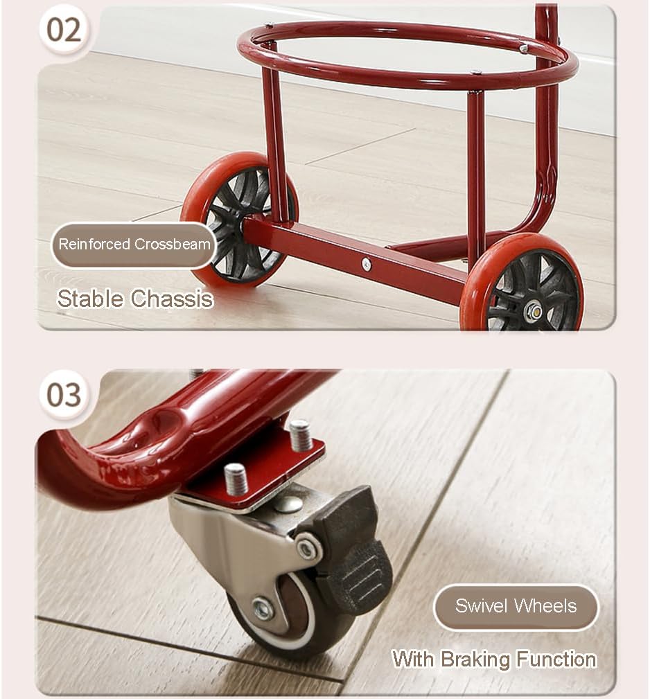 Portable Lightweight Hand Truck, Bucket Cart, Garbage Cart, Gas Bottle Transporter, Wheeled Trolley, Suitable for Moving, Outdoor Use, Home, Travel, and More (Fits for Circumference ＜37'')