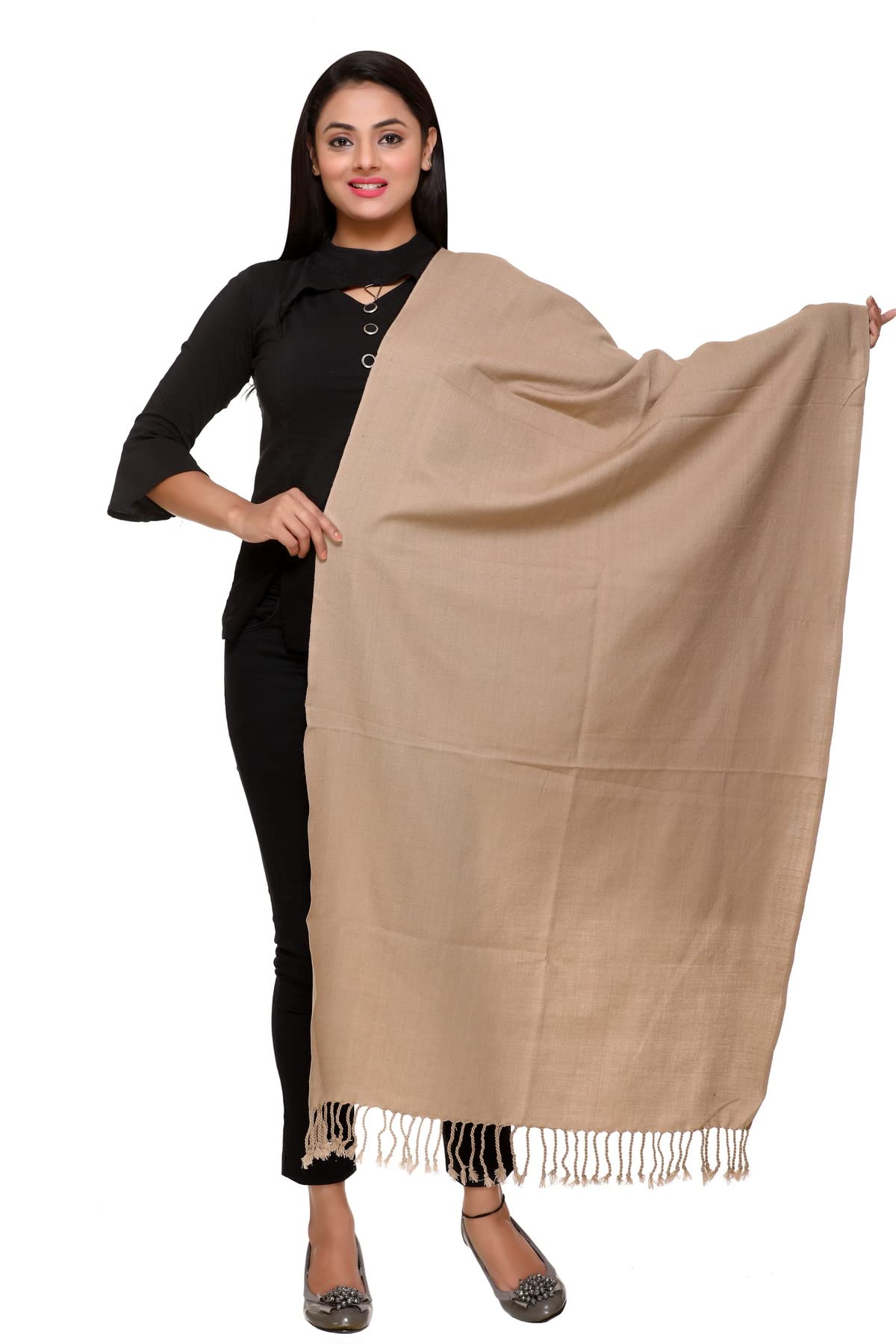 Women's Soft Cashmere Acrylic Shawl Scarf Large Pashmina Wrap Stole Gift Idea (Camel)