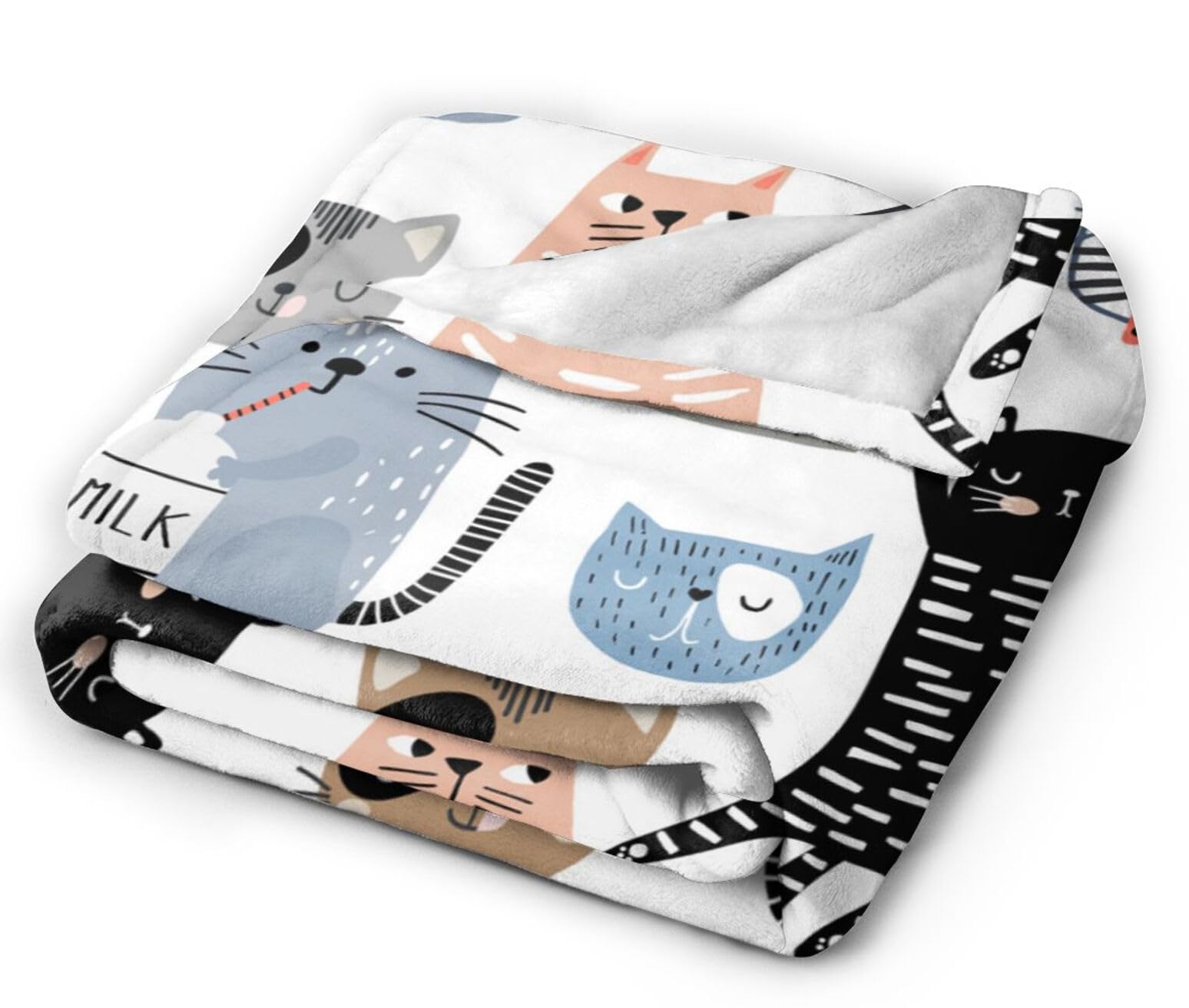 HGOD DESIGNS Cute Cats Blanket for Women Lightweight Soft Fleece Flannel Throw Blanket Cats and Milk Bottle Sofa Couch Living Room 130x150cm - Image 4