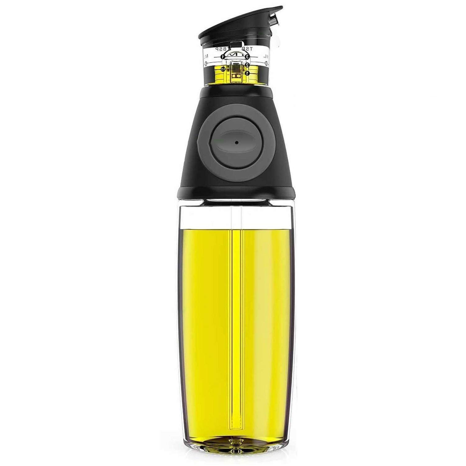 Aminno Black Olive Oil Dispenser Bottle - 17 Oz / 500Ml With Drip-Free Spouts - Oil Pourer Dispensing Bottle For Kitchen - Measure Cooking Vegetable Oil And Vinegar (Black)